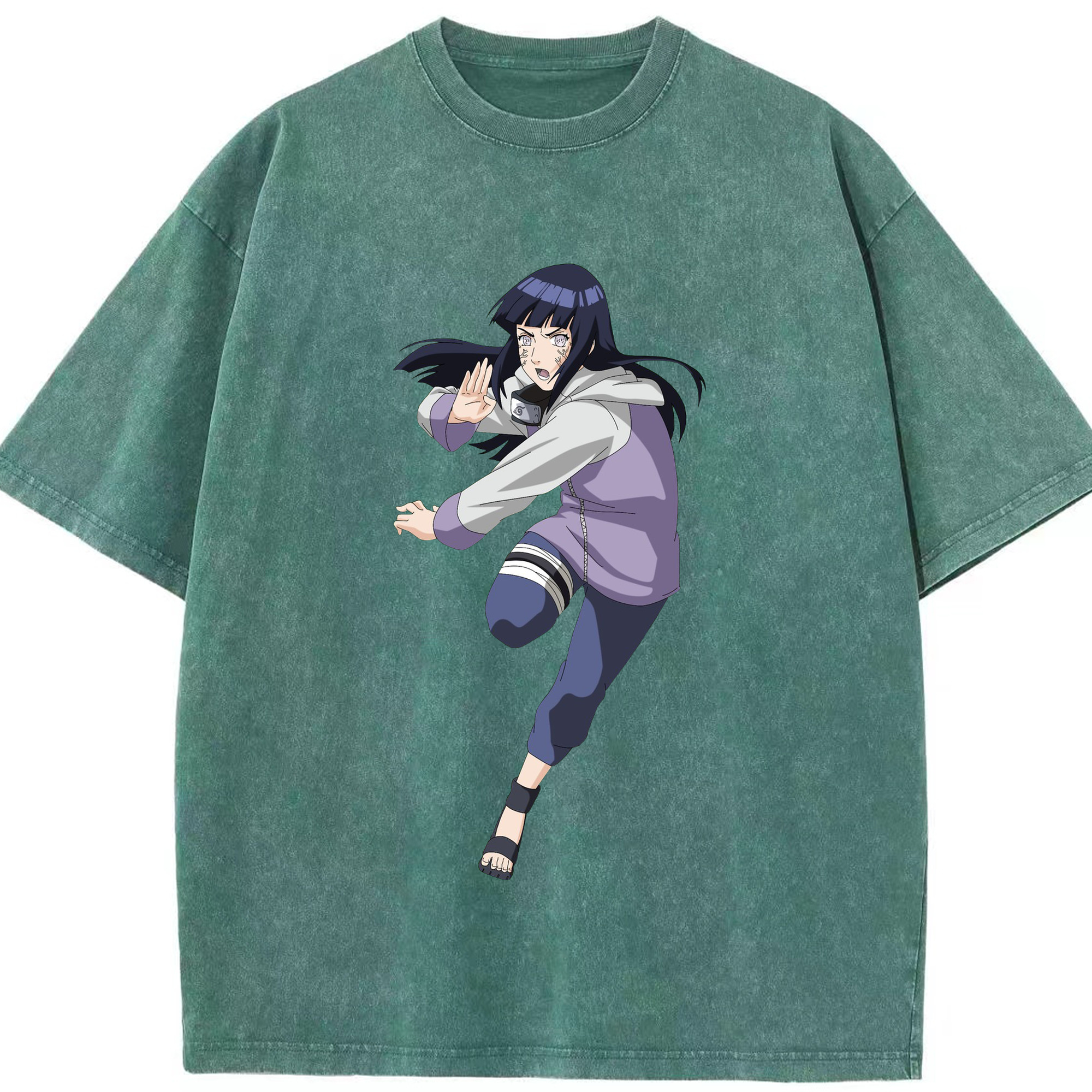 （画像用） NARUTO -ナルト- 日向ヒナタ Hyūga Hinata 綿100% ヴィンテージ風 半袖Tシャツ（フロントプリント）